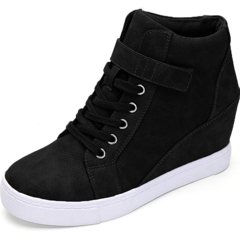 Athlefit Women's Lace Up Wedge Sneakers High Top Fashion Ankle Booties.
